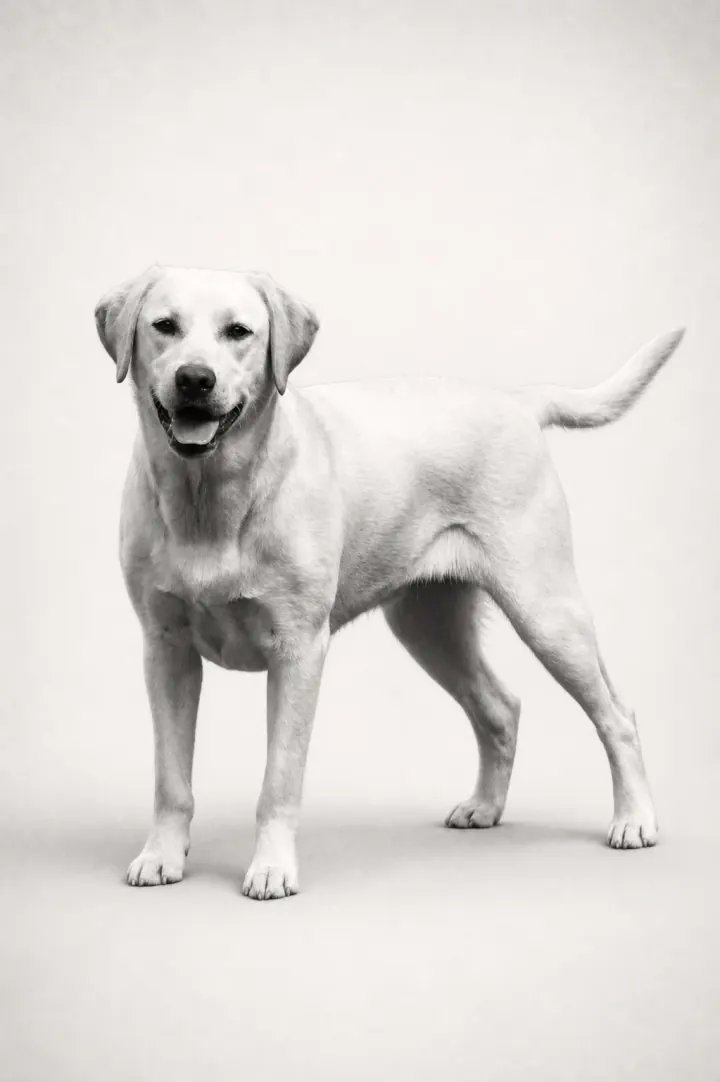 Monochrome style — full body crop custom pet portrait sample