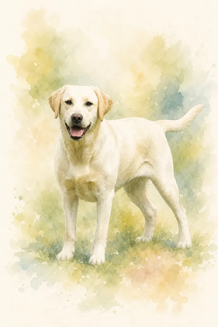 Watercolor style — full body crop custom pet portrait sample