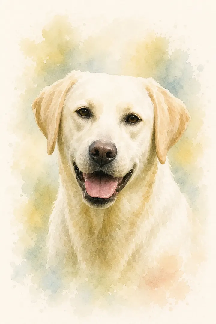 Watercolor style custom pet portrait — face and shoulders